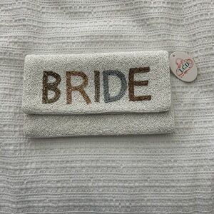 Elegant Bride Beaded Clutch - White and Brown